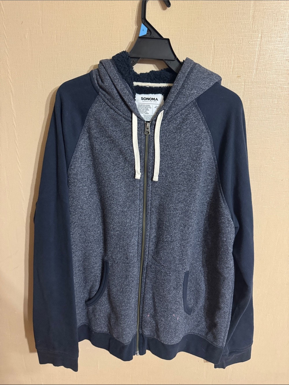 Sonoma Two-Tone Navy Heather Full-Zip Hoodie